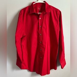 Alfani Red Button Down Shirt Size Large